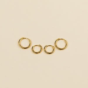 Gold Double Pack - Mini Huggie Hoop Earrings by Admiral Row