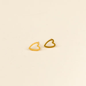 Gold Heart Outline Stud Earrings by Admiral Row