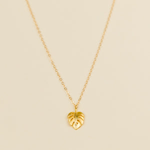 Admiral Row Gold Monstera Necklace 16"