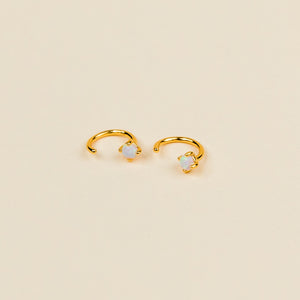 Gold Vermeil Opal Semiprecious Stone Open Hoop Earrings by Admiral Row