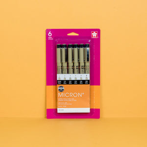 Pigma Micron 6-Piece Assorted Size Black Pen Set by Sakura