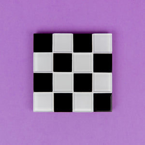 Subtle Art Studio Glass Tile Coaster Checkered