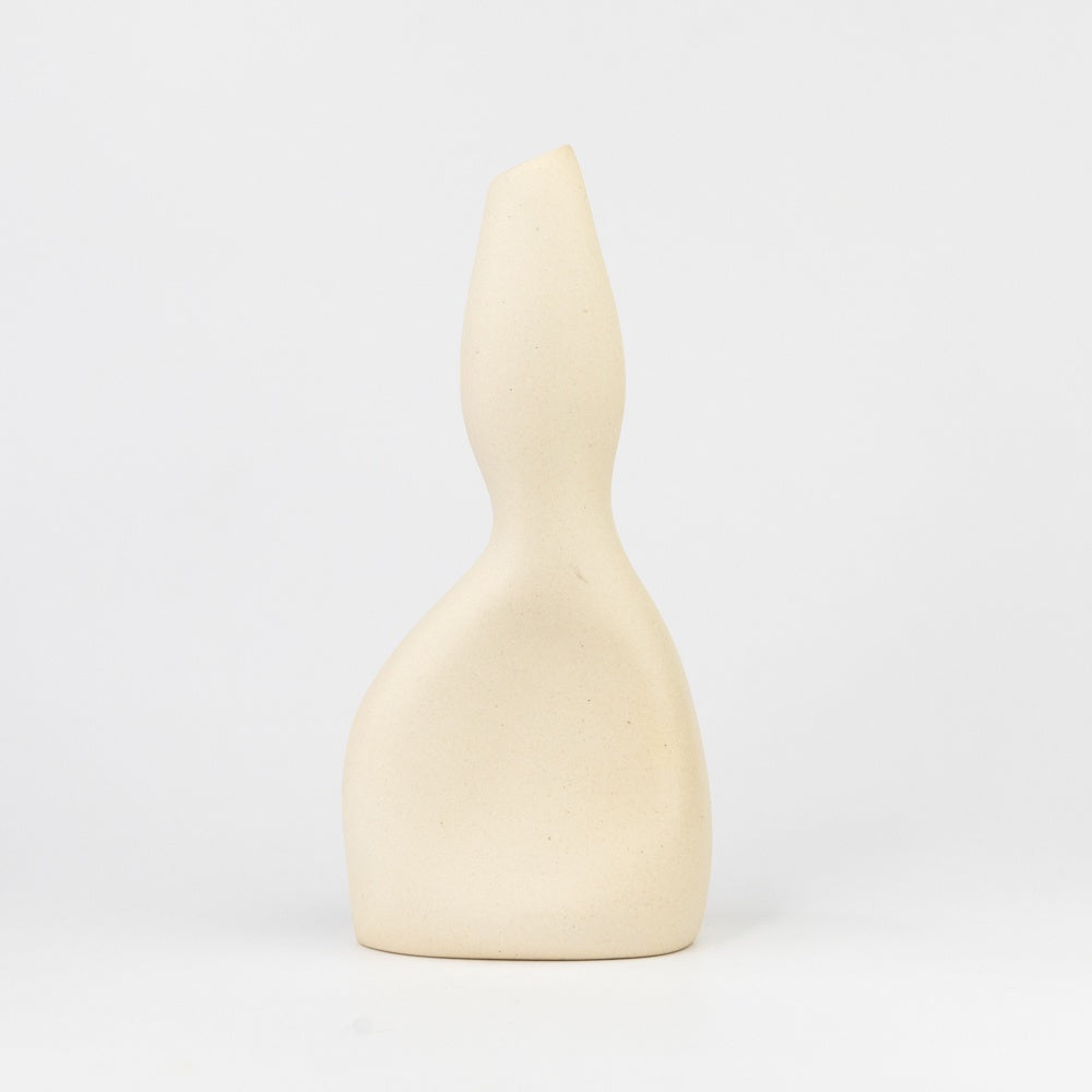 Beige ceramic vase on a white background