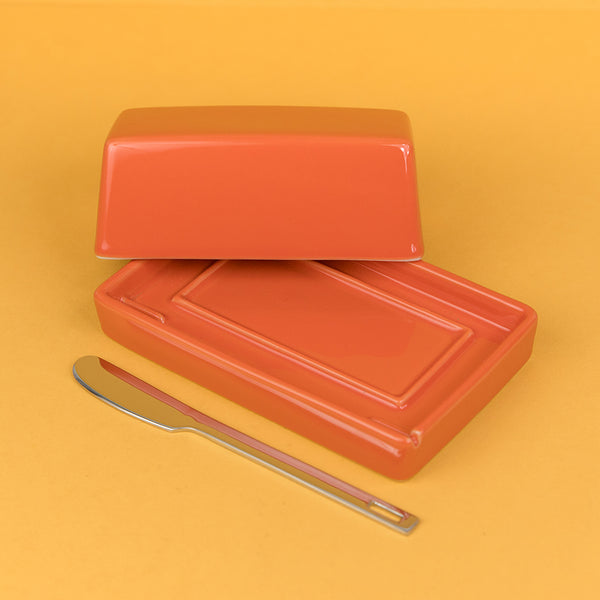Butter Dish with Stainless Steel Knife - Carrot
