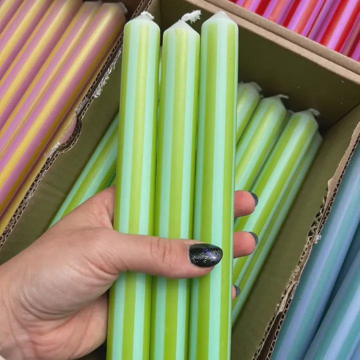 Pinstripe Candle - Mint/Lime