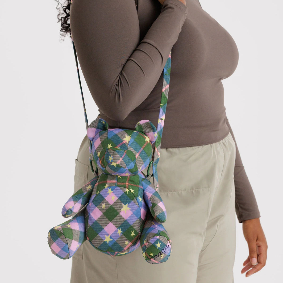 Bear Bag - Green Star Plaid