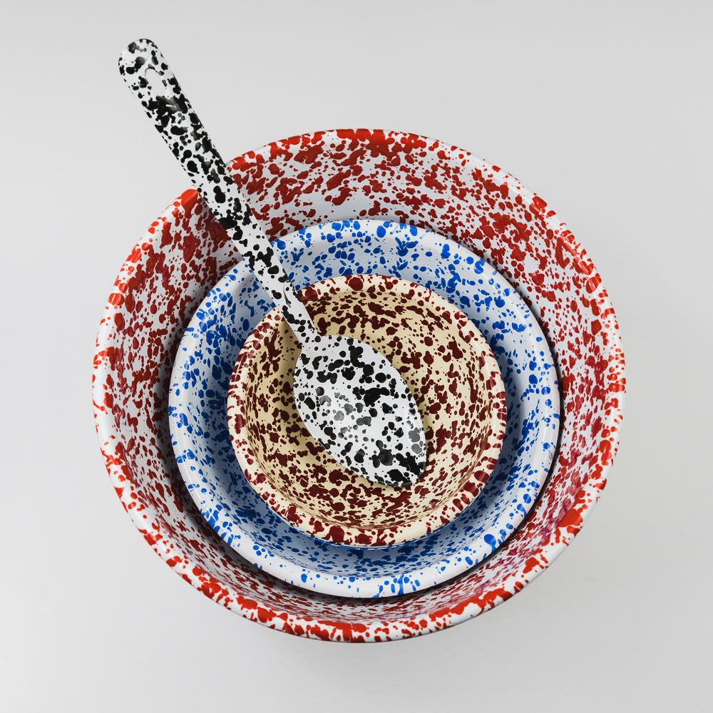 Splatter Enamelware Large Salad Bowl - Red Splatter