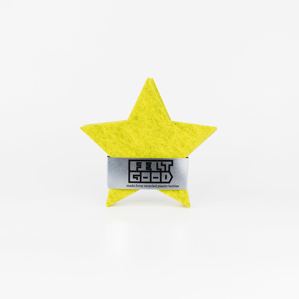 Premium Star Felt Coasters - Set of 4, Neon Yellow Mixed