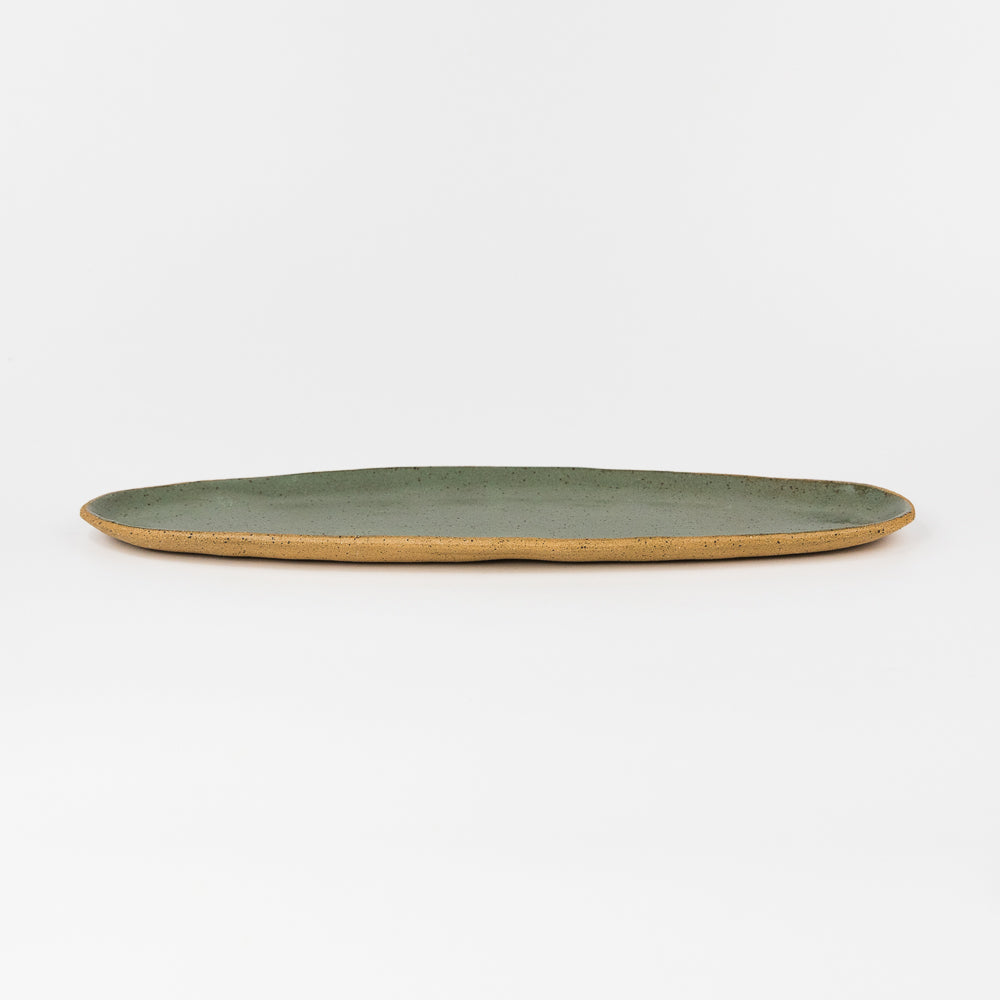 Skinny Oval Ceramic Tray - Matte Blue