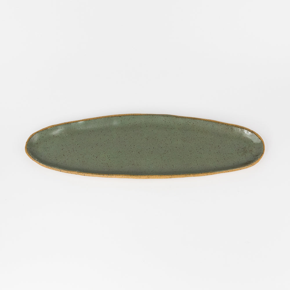 Skinny Oval Ceramic Tray - Matte Blue