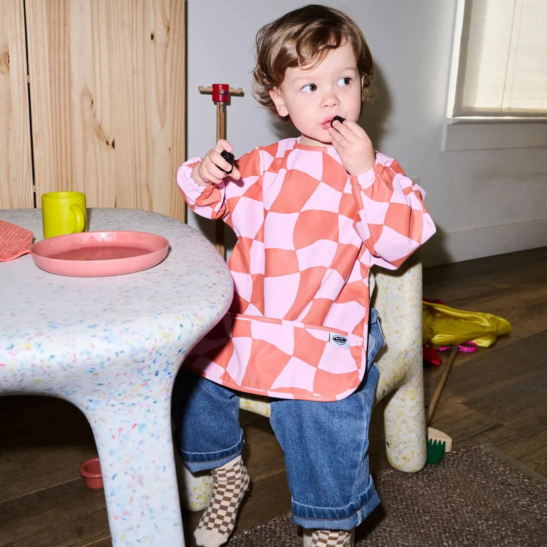 Smock Bib - Pink Checkers