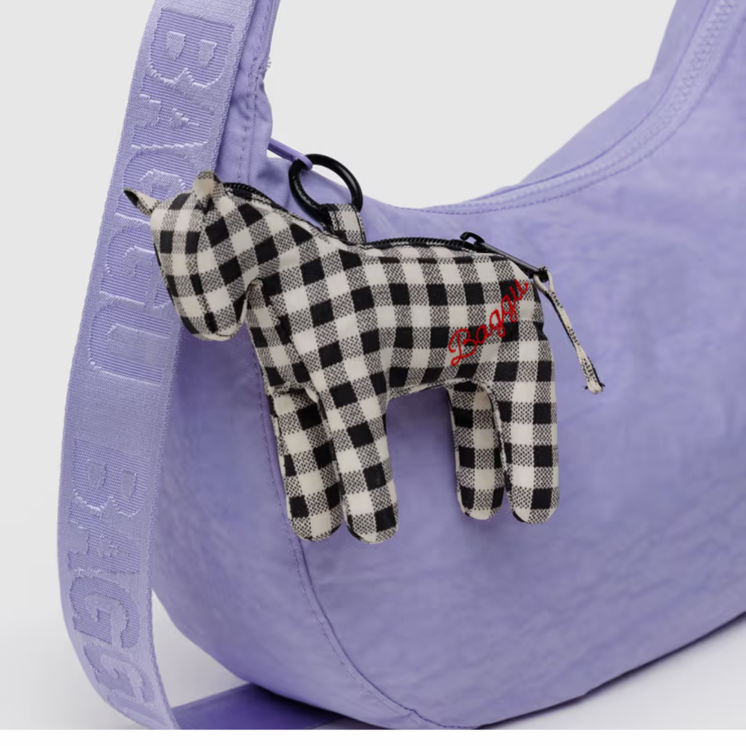 Horse Charm - Black & White Gingham
