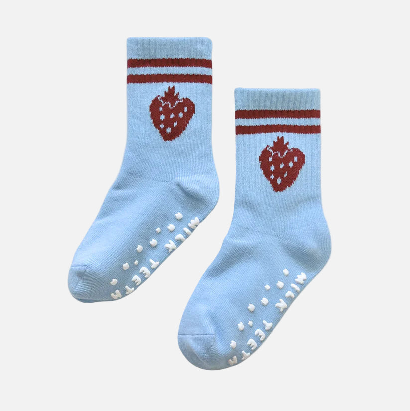 Ribbed Grip Sock - Strawberry
