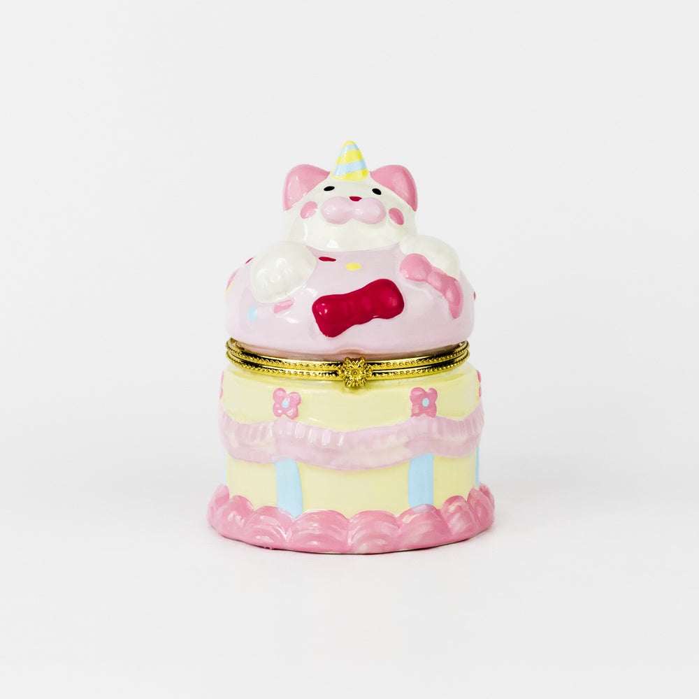 Birthday Cake Bear Hand Painted Trinket Box