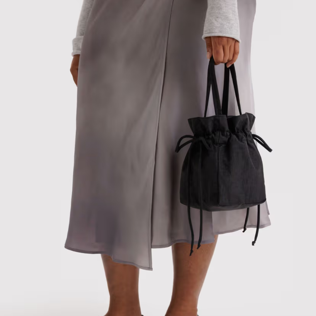 Nylon Drawstring Bag - Black