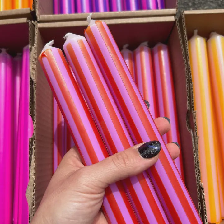 Pinstripe Candle - Pink/Orange
