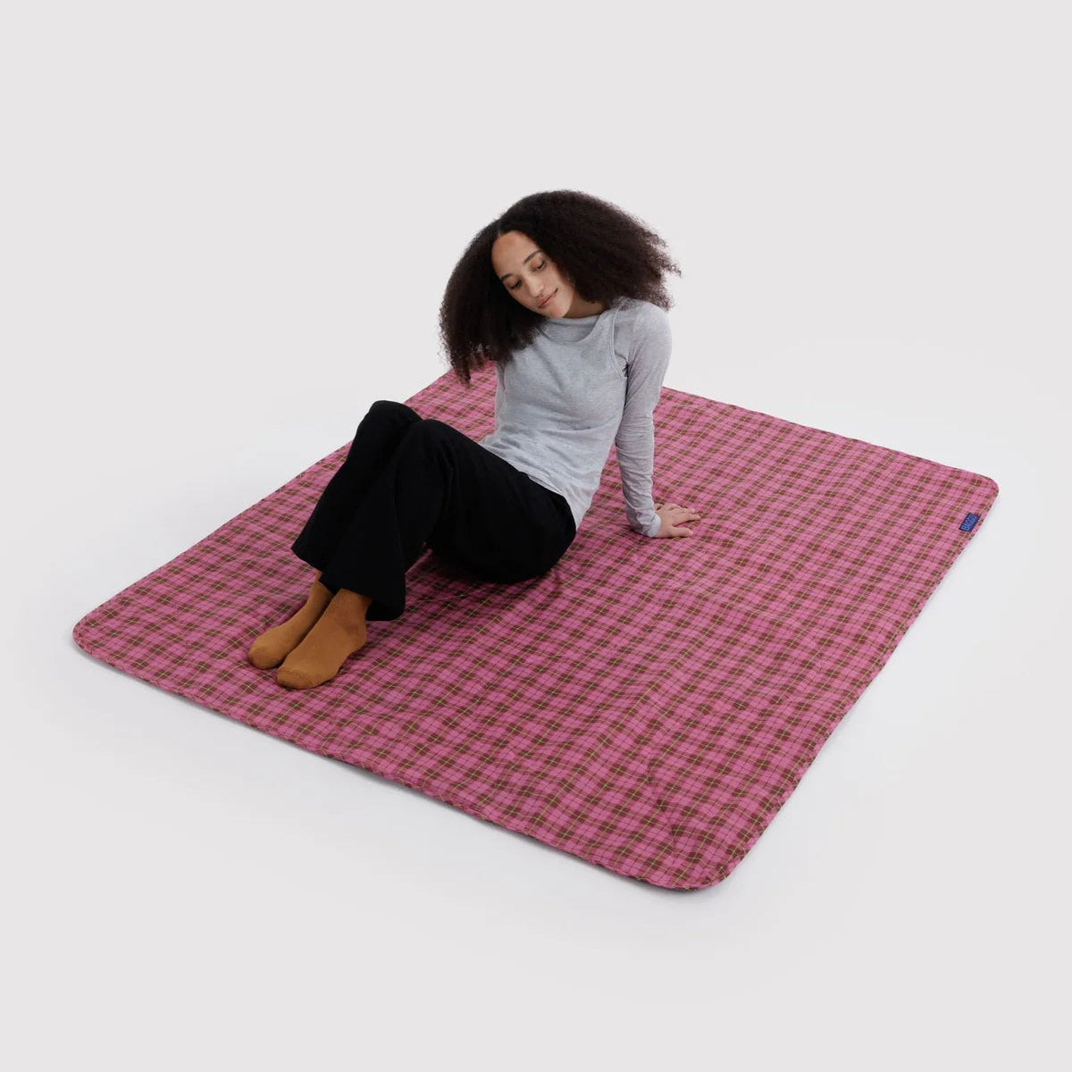 Puffy Picnic Blanket - Azalea Pink Tartan