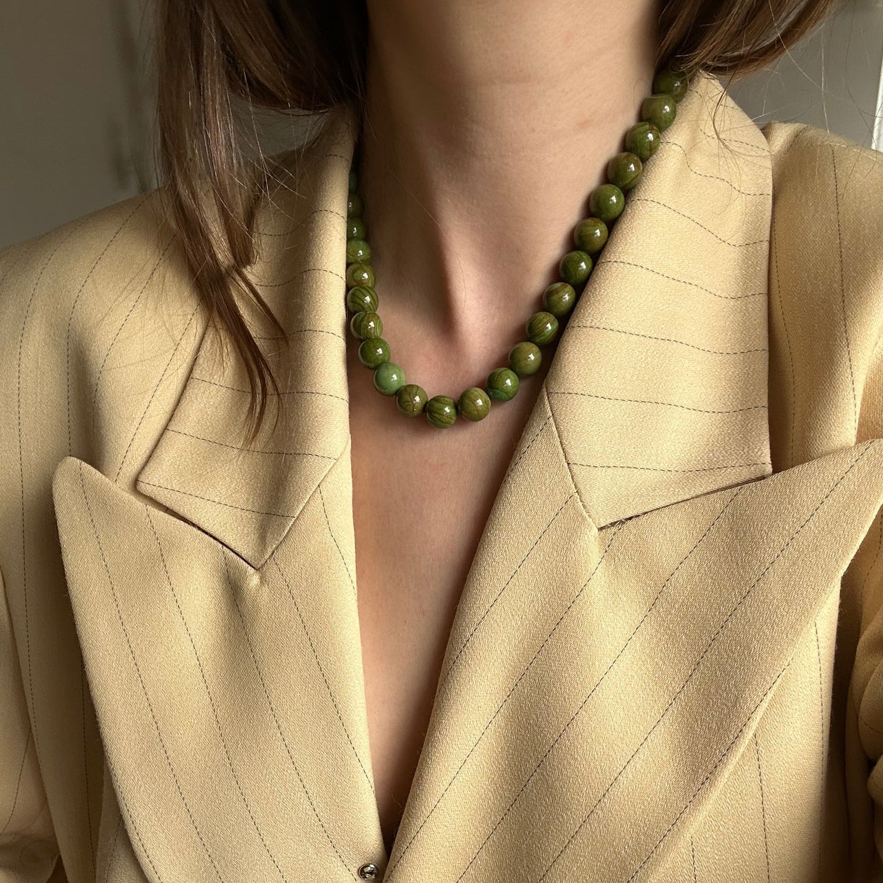 Moss Serpentine Beaded Necklace