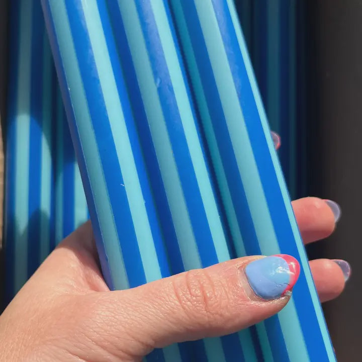 Pinstripe Candle - Turquoise/Blue