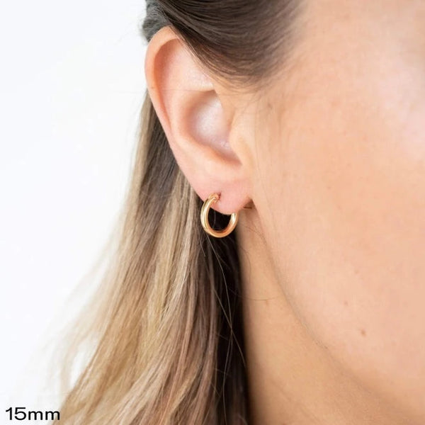 Gold Filled Clasp Hoops / 15mm