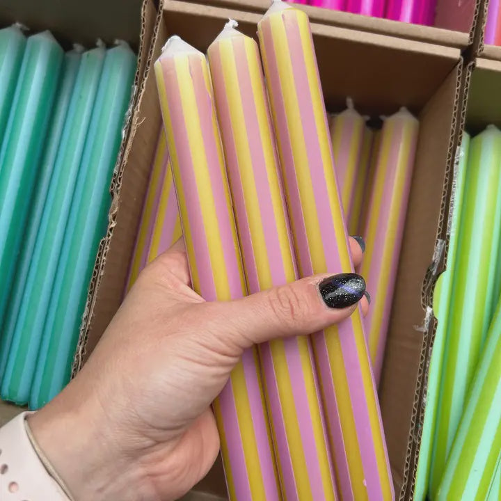 Pinstripe Candle - Lime/Pink