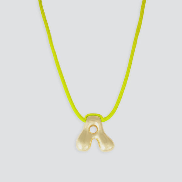 Letter A Necklace - Gold, Yellow