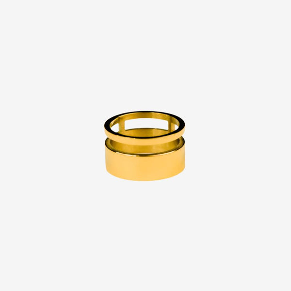 Gold Geo Wide Bar Statement Ring - Tarnish & Water Resistant