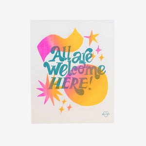 All Are Welcome Here Risograph Print - 8" x 10" by Ash & Chess