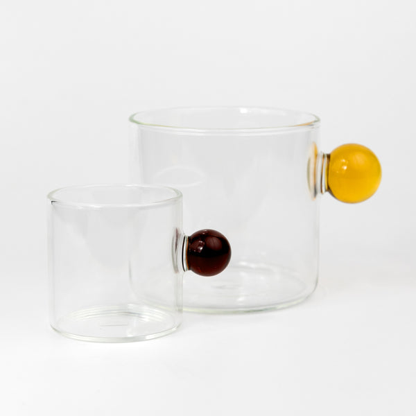 Glass Mug with Colored Ball Handle 350ml - Yellow