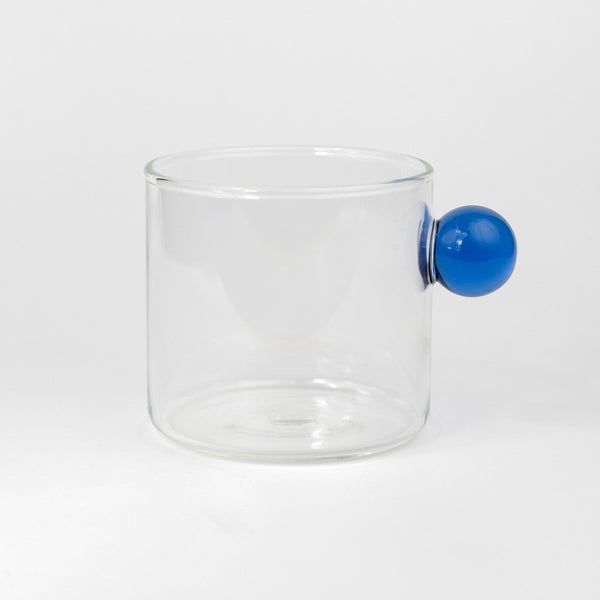 Glass Mug with Colored Ball Handle 350ml - Blue
