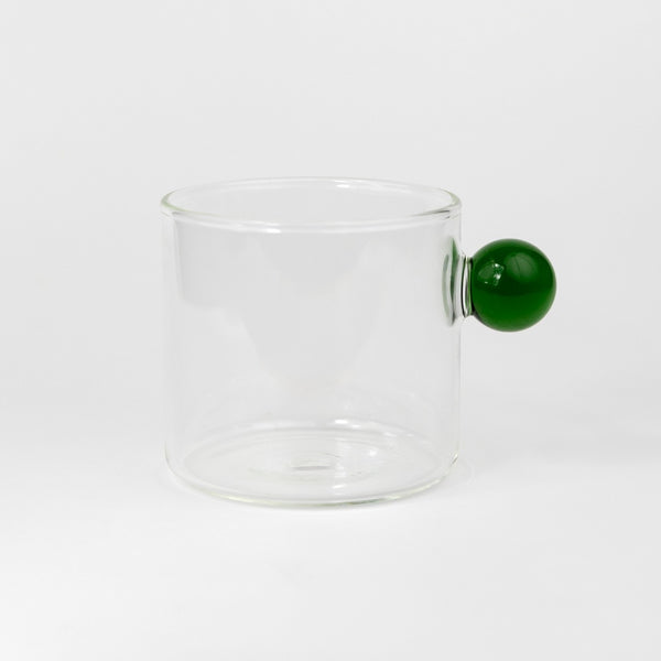 Glass Mug with Colored Ball Handle 350ml - Green