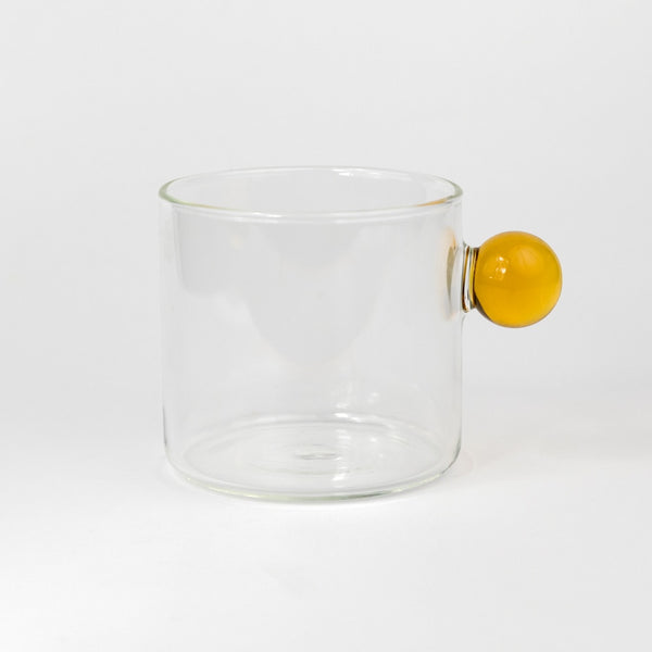 Glass Mug with Colored Ball Handle 350ml - Yellow