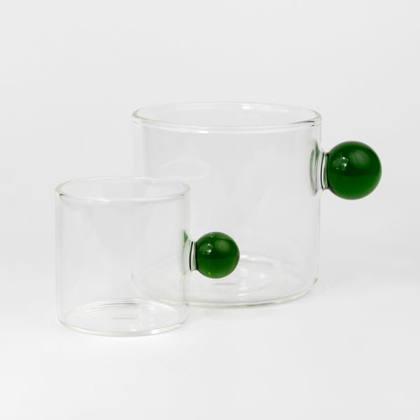 Glass Coffee Cup with Ball Handle 100ml - Green
