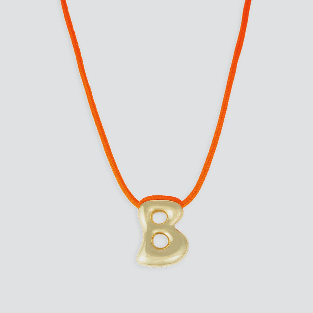 Letter B Necklace - Gold, Orange