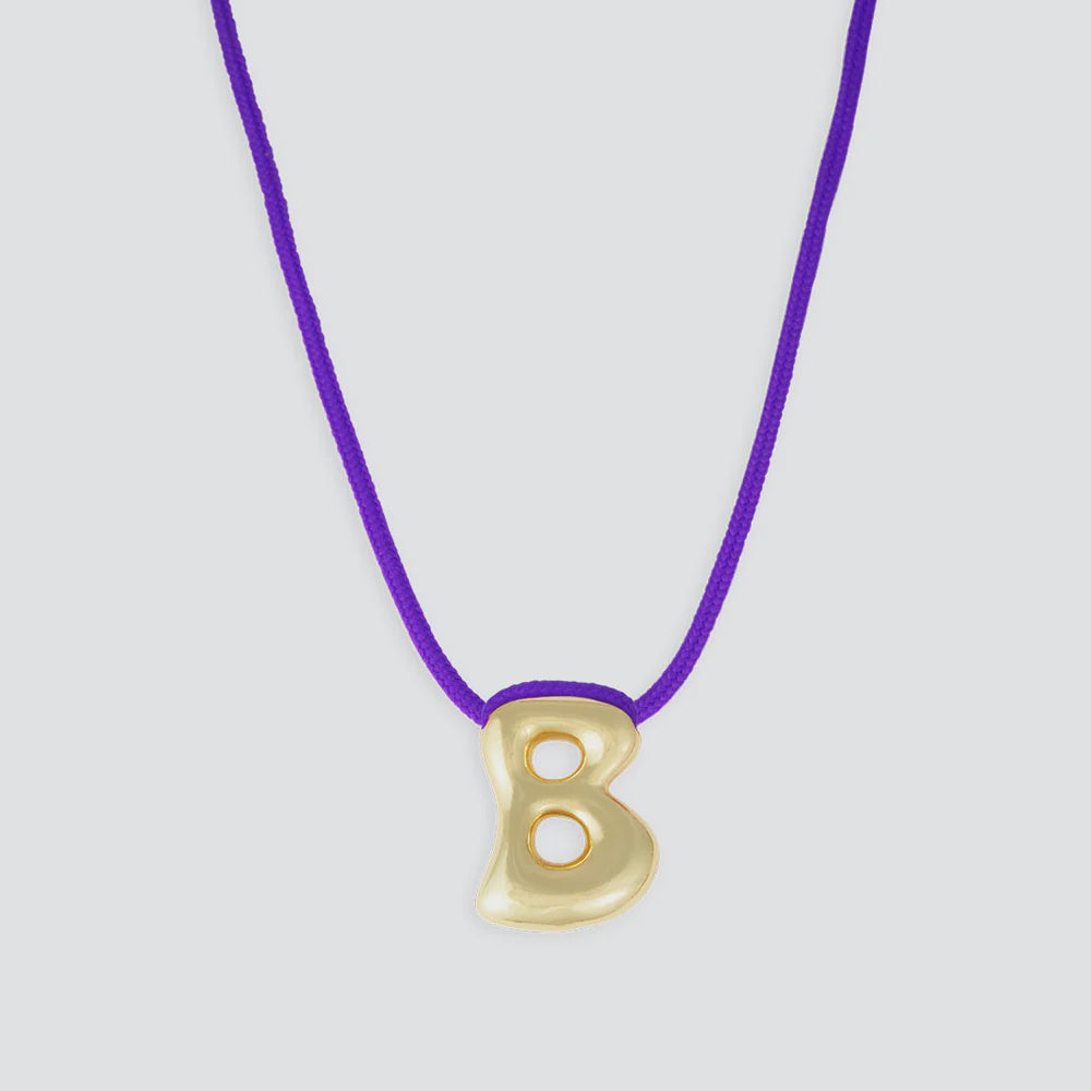 Letter B Necklace - Gold, Purple