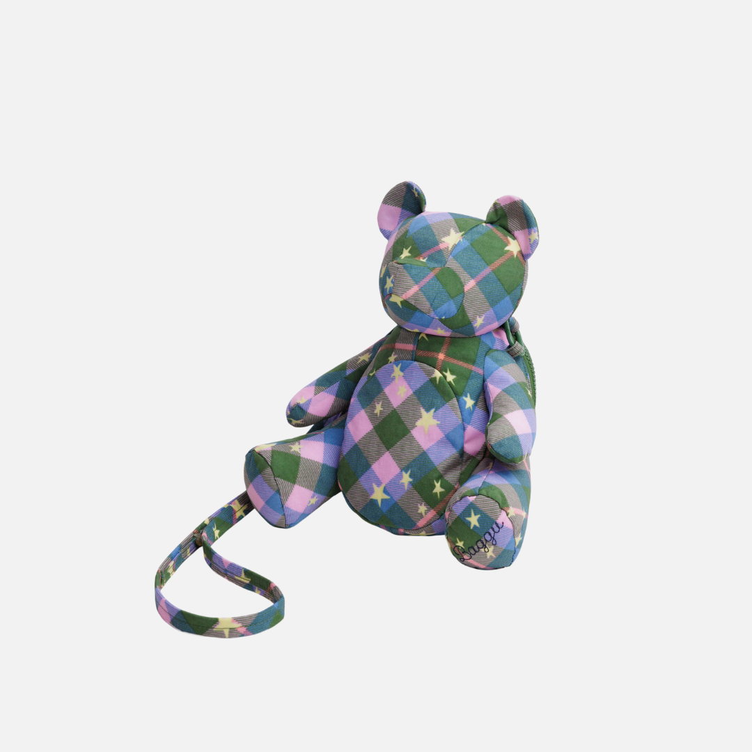 Bear Bag - Green Star Plaid