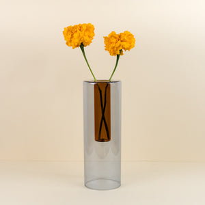 Block Design Reversible Vase Large: Grey and Orange