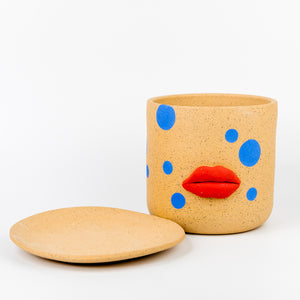 Bowl Cut Ceramics Polka Dot Lip Planter  4 inches