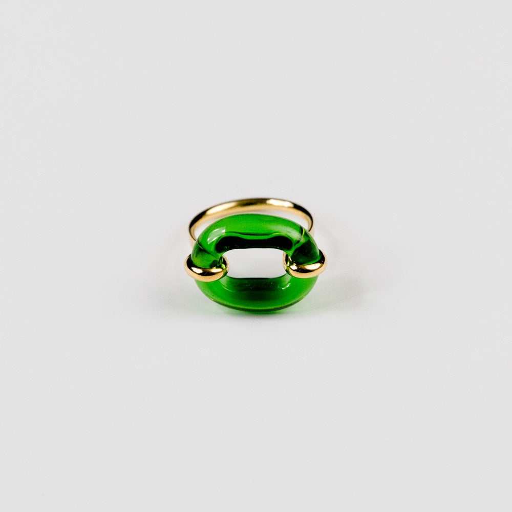 In The Loop Ring - 14K Gold Filled, Green Forest