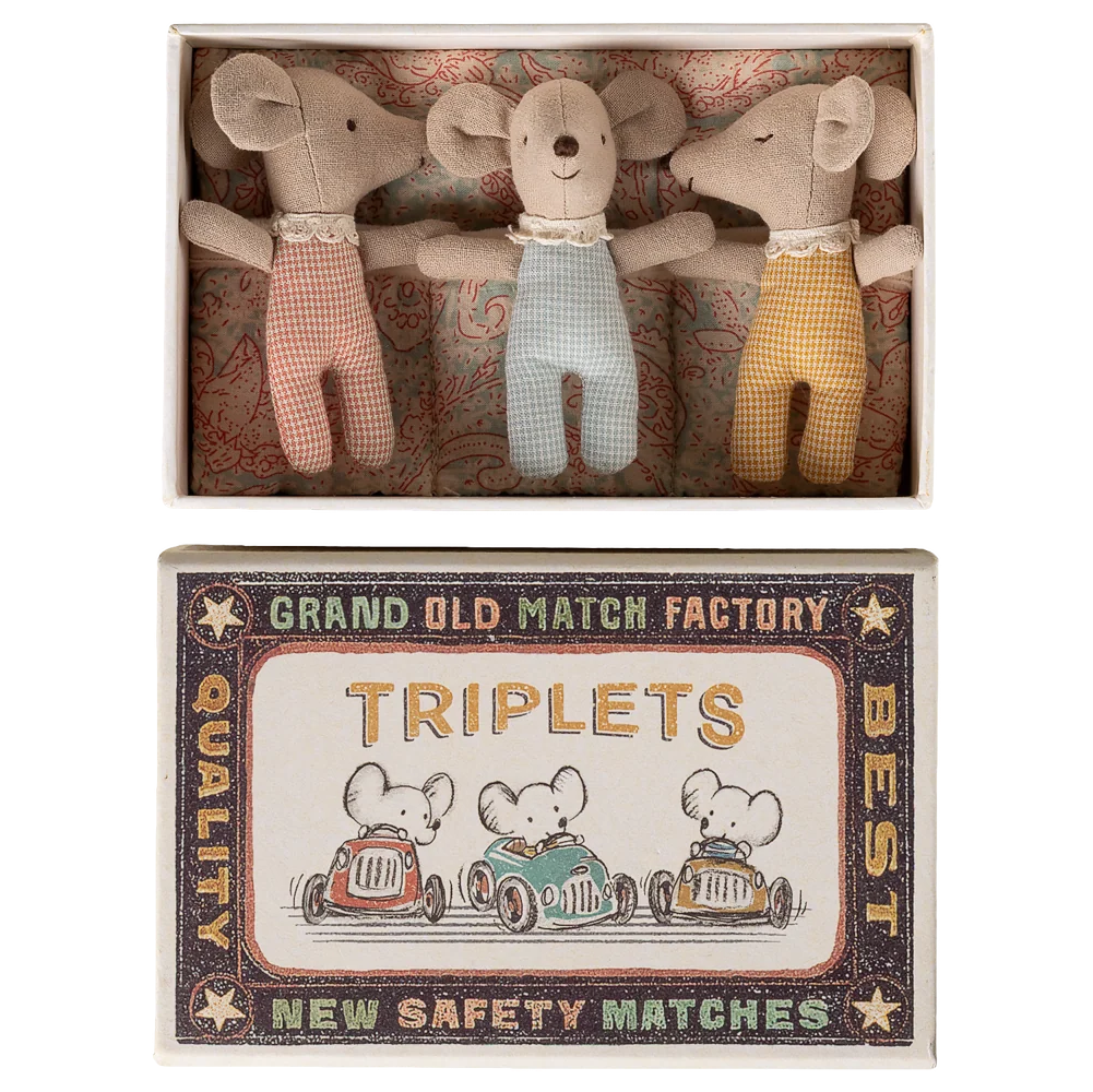 Triplets, Baby Mice in Matchbox - Checker