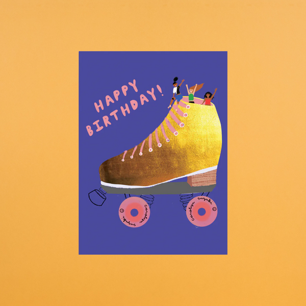 Golden Skater Birthday Card by Carolyn Suzuki