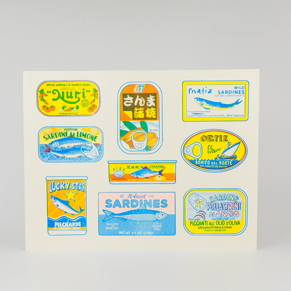 Tinned Fish Risograph Print - 8.5" x 11"