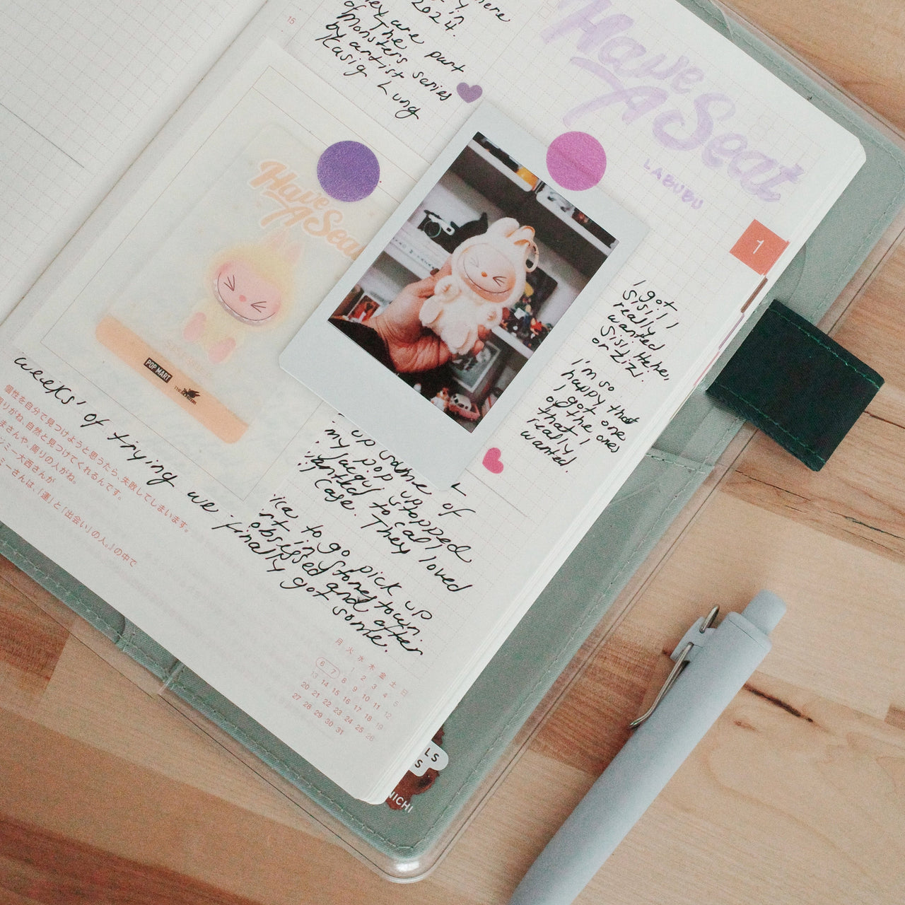 Journal club event flyer with a decorated journal on a wooden surface