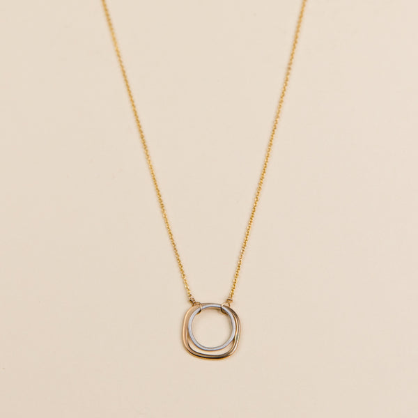 Double Square Necklace - Yellow Gold Chain by Colleen Mauer Designs
