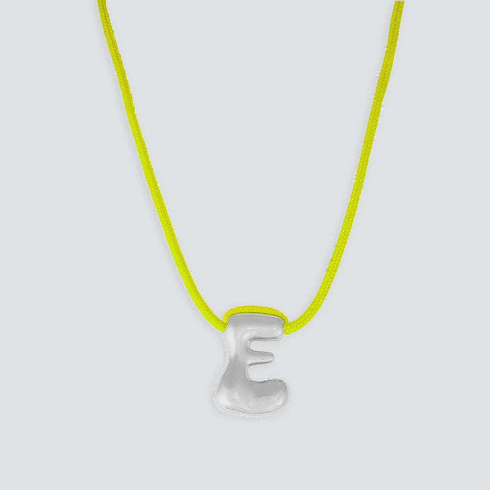 Letter E Necklace - Silver, Yellow