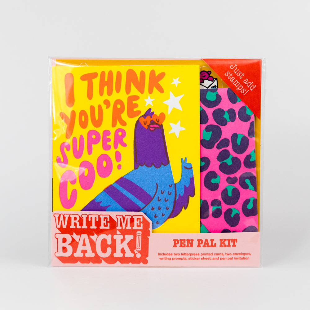 Pigeon + Leopard Letter Writing Write Me Back Pen Pal Kit