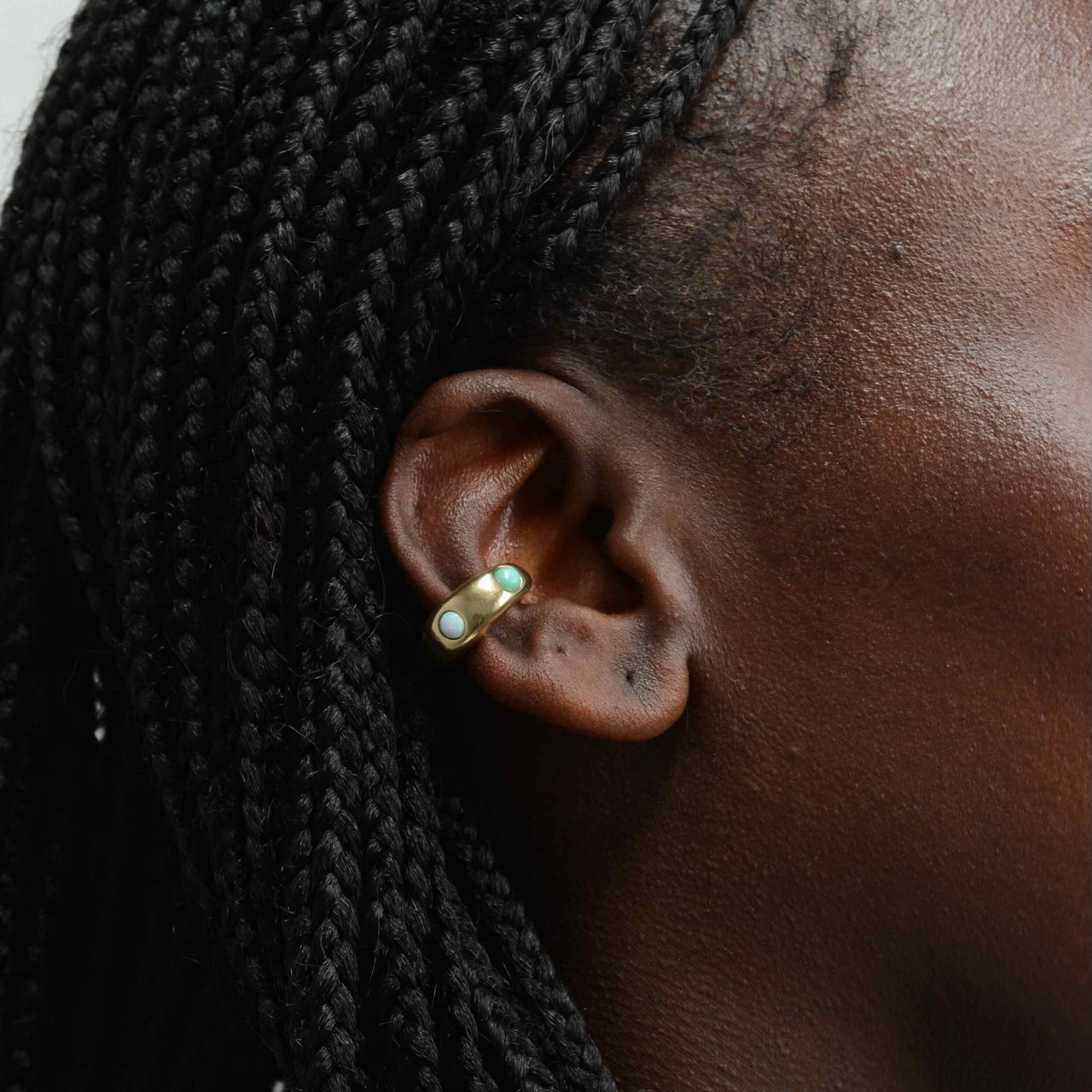 Confetti Ear Cuff - Yellow Bronze, Purple Amethyst/Opal/Teal Chrysophrase