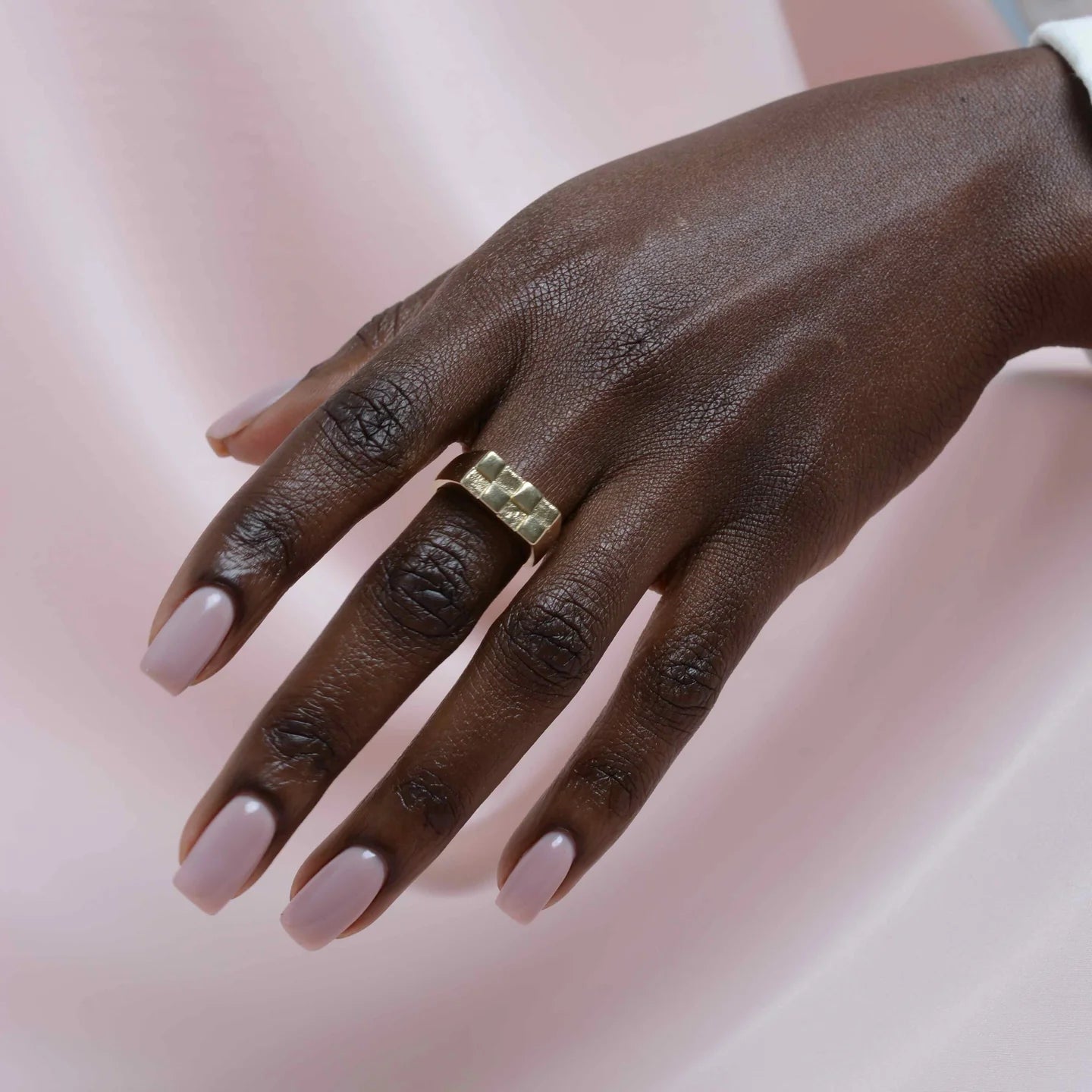 Checkerboard Signet Ring on model