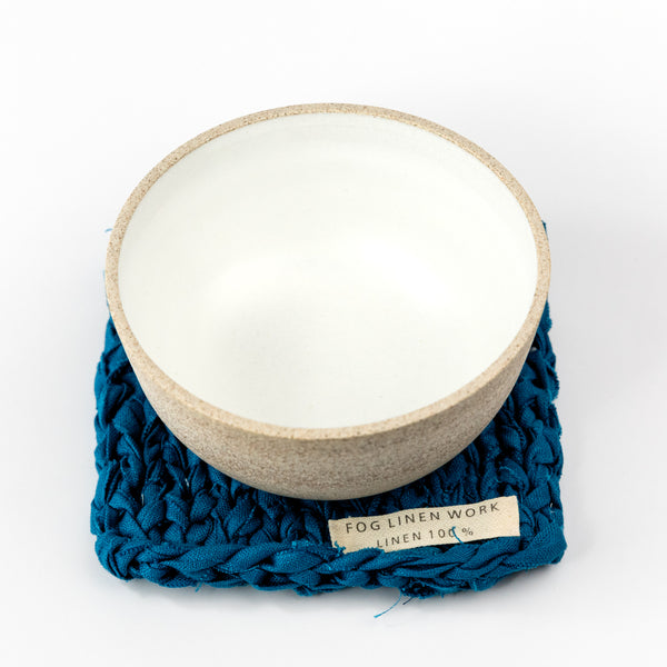 Linen Tape Knitted Mat - Blue