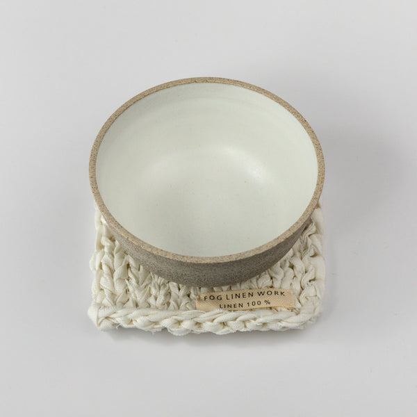 Linen Tape Knitted Mat - White